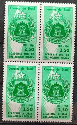 C 459 Selo Sesquicentenario da Academia Militar das Agulhas Negras Brasao 1961 Quadra