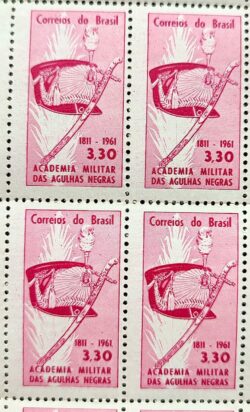 C 460 Selo Sesquicentenario da Academia Militar das Agulhas Negras Sabre Chapeu 1961 Quadra 2