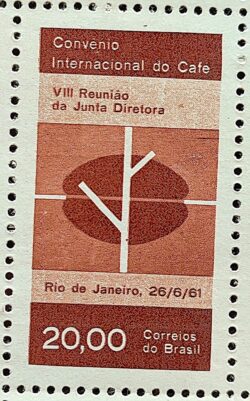 C 464 Selo Convenio Internacional do Cafe Bebida Economia 1961