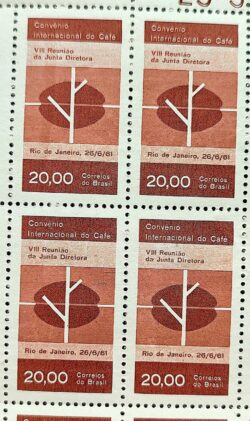 C 464 Selo Convenio Internacional do Cafe Bebida Economia 1961 Quadra