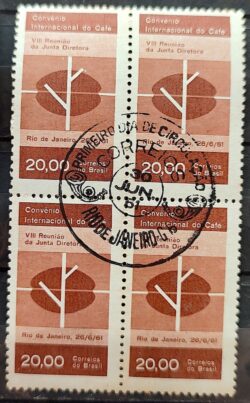 C 464 Selo Convenio Internacional do Cafe Bebida Economia 1961 Quadra CBC GB