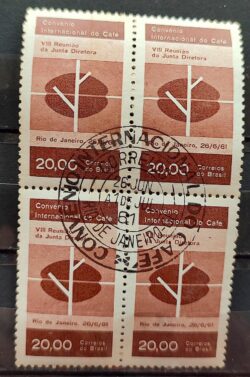C 464 Selo Convenio Internacional do Cafe Bebida Economia 1961 Quadra CPD GB