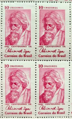 C 465 Selo Centenario Poeta India Rabindranath Tagore 1961 Quadra 2