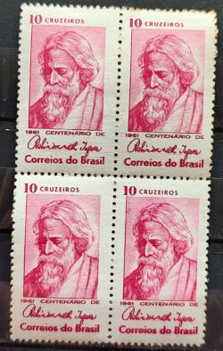 C 465 Selo Centenario Poeta India Rabindranath Tagore 1961 Quadra 3