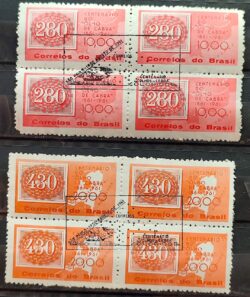 C 466 Selo Centenario do Selo Olho de Cabra Colorido 1961 Quadra CBC SP Serie Completa