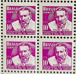 C 468 Selo Campanha Contra o Mal de Hansen Hanseniase Padre Bento Religiao Saude H7 1961 Quadra