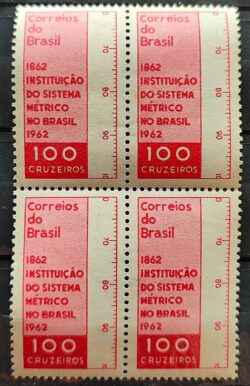 C 473 Selo Centenario da Instituicao do Sistema Metrico no Brasil 1962 Quadra
