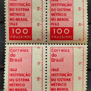 C 473 Selo Centenario da Instituicao do Sistema Metrico no Brasil 1962 Quadra