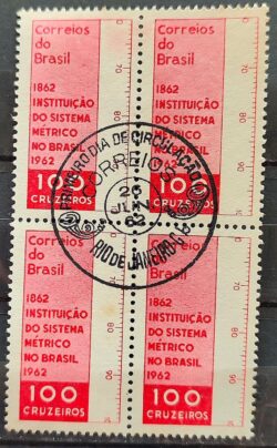C 473 Selo Centenario da Instituicao do Sistema Metrico no Brasil 1962 Quadra CBC GB