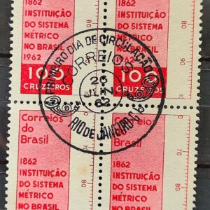 C 473 Selo Centenario da Instituicao do Sistema Metrico no Brasil 1962 Quadra CBC GB