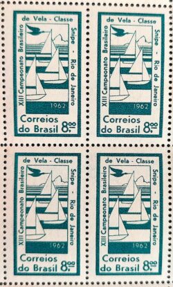 C 474 Selo Campeonato Brasileiro de Vela Classe Snipe Navio Barco 1962 Quadra