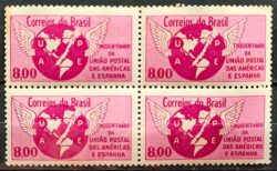 C 480 Selo Cinquentenario da Uniao Postal das Americas e Espanha Mapa Brasao Servico Postal 1962 Quadra 2