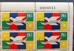 C 484 Selo Tricentenario dos Correios do Brasil Servico Postal Pomba Ave Passaro 1963 Vinheta Numeracao