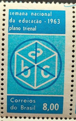 C 487 Selo Semana Nacional de Educacao 1963 Variedade Risco Assinatura 2