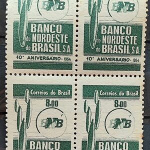 C 506 Selo Aniversario do Banco do Nordeste BNB Economia Cacto 1964 Quadra 2