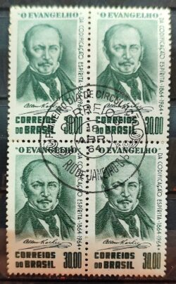 C 511 Selo Centenario da Codificacao Espirita Allan Kardec Espiritismo Religiao 1964 Quadra CBC RJ 2