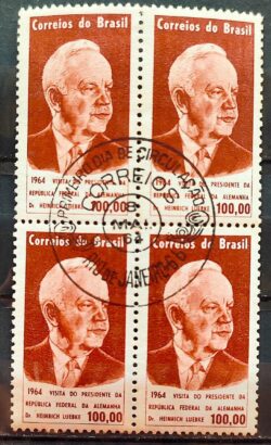 C 512 Selo Presidente da Alemanha Heinrich Lubke Personalidade 1964 Quadra CBC RJ