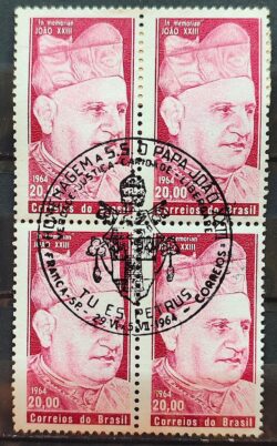 C 513 Selo Papa Joao XXIII Religiao Personalidade 1964 Quadra CBC SP 01