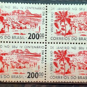 C 517 Selo 4 Centenario Cidade Rio de Janeiro Copacabana 1964 Quadra 2
