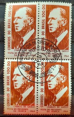 C 518 Selo Presidente da Franca Charles de Gaulle Personalidade 1964 Quadra CBC RJ