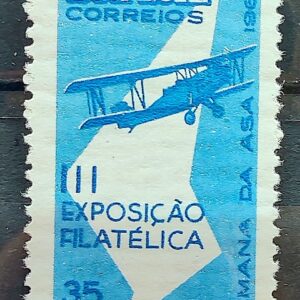 C 540Y Selo Semana da Asa Exposicao Filatelica Aviao Aviacao 1965 Marmorizado