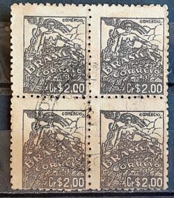 Selo Regular Cod RHM 472 Netinha Comercio CrS 2p00 Filigrana Q 1948 Circulado Quadra 1
