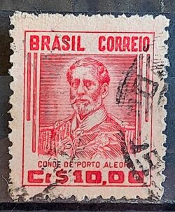 Selo Regular Cod RHM 474 Netinha Conde de Porto Alegre CrS 10p00 Filigrana Q 1949 Circulado 5