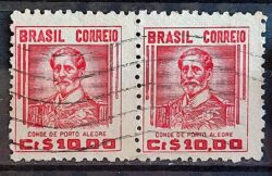 Selo Regular Cod RHM 474 Netinha Conde de Porto Alegre CrS 10p00 Filigrana Q 1949 Circulado 6 Dupla