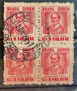 Selo Regular Cod RHM 474 Netinha Conde de Porto Alegre CrS 10p00 Filigrana Q 1949 Quadra Circulado 3