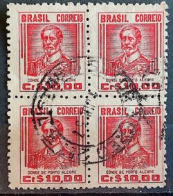 Selo Regular Cod RHM 474 Netinha Conde de Porto Alegre CrS 10p00 Filigrana Q 1949 Quadra Circulado 5