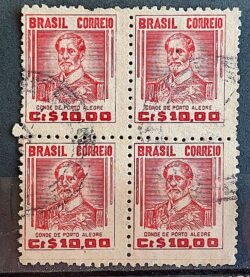 Selo Regular Cod RHM 474 Netinha Conde de Porto Alegre CrS 10p00 Filigrana Q 1949 Quadra Circulado 6