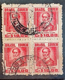 Selo Regular Cod RHM 474 Netinha Conde de Porto Alegre CrS 10p00 Filigrana Q 1949 Quadra Circulado 7