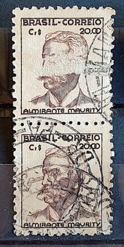 Selo Regular Cod RHM 475 Netinha Almirante Maurity CrS 20p00 Filigrana Q 1950 Dupla Circulado 10