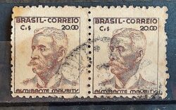 Selo Regular Cod RHM 475 Netinha Almirante Maurity CrS 20p00 Filigrana Q 1950 Dupla Circulado 4