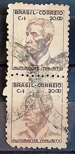 Selo Regular Cod RHM 475 Netinha Almirante Maurity CrS 20p00 Filigrana Q 1950 Dupla Circulado 9