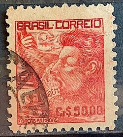 Selo Regular Cod RHM 476 Netinha Forcas Armadas CrS 50p00 Filigrana Q 1951 Circulado 8