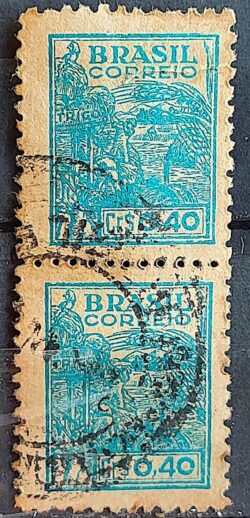 Selo Regular Cod RHM 483 Netinha Trigo CrS 0p40 Filigrana Q 1947 Dupla Circulado 2