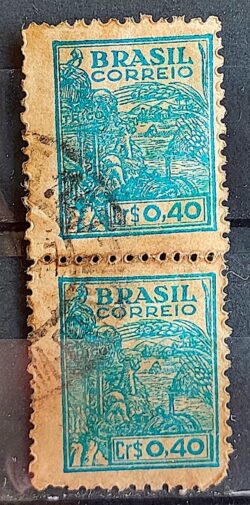 Selo Regular Cod RHM 483 Netinha Trigo CrS 0p40 Filigrana Q 1947 Dupla Circulado 3