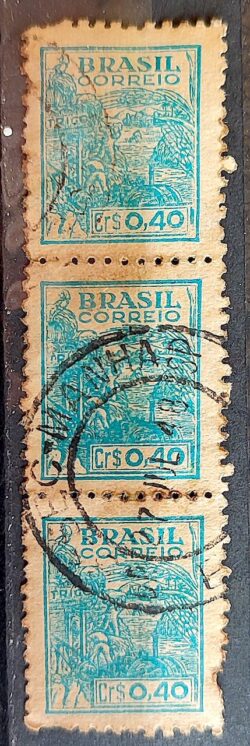 Selo Regular Cod RHM 483 Netinha Trigo CrS 0p40 Filigrana Q 1947 Dupla Circulado 4