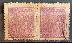 Selo Regular Cod RHM 484 Netinha Siderurgia CrS 0p60 Filigrana Q 1949 Dupla Circulado 1