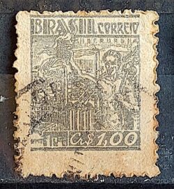 Selo Regular Cod RHM 485 Netinha Siderurgia CrS 1p00 Filigrana Q 1946 Circulado 4