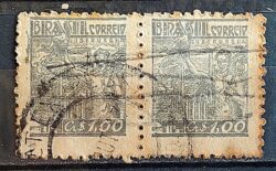 Selo Regular Cod RHM 485 Netinha Siderurgia CrS 1p00 Filigrana Q 1946 Dupla Circulado 2