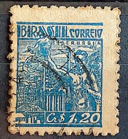 Selo Regular Cod RHM 486 Netinha Siderurgia CrS 1p20 Filigrana Q 1947 Circulado 10