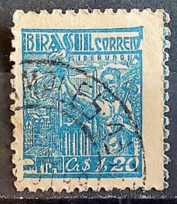 Selo Regular Cod RHM 486 Netinha Siderurgia CrS 1p20 Filigrana Q 1947 Circulado 2