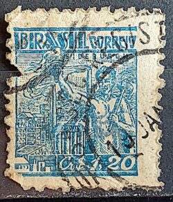 Selo Regular Cod RHM 486 Netinha Siderurgia CrS 1p20 Filigrana Q 1947 Circulado 4