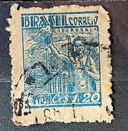 Selo Regular Cod RHM 486 Netinha Siderurgia CrS 1p20 Filigrana Q 1947 Circulado 5