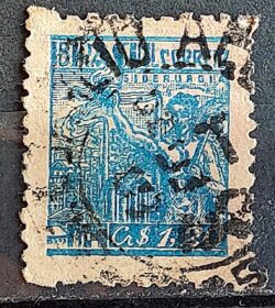 Selo Regular Cod RHM 486 Netinha Siderurgia CrS 1p20 Filigrana Q 1947 Circulado 6