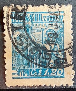 Selo Regular Cod RHM 486 Netinha Siderurgia CrS 1p20 Filigrana Q 1947 Circulado 7