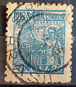 Selo Regular Cod RHM 486 Netinha Siderurgia CrS 1p20 Filigrana Q 1947 Circulado 9