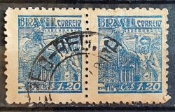 Selo Regular Cod RHM 486 Netinha Siderurgia CrS 1p20 Filigrana Q 1947 Dupla Circulado 1